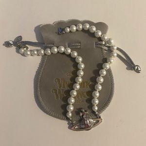 Pink Viviene Westwood pearl necklace.